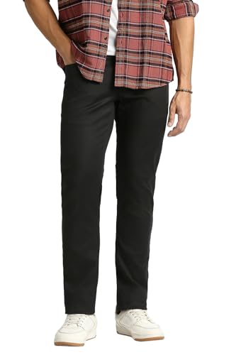 Men Black Solid Trousers