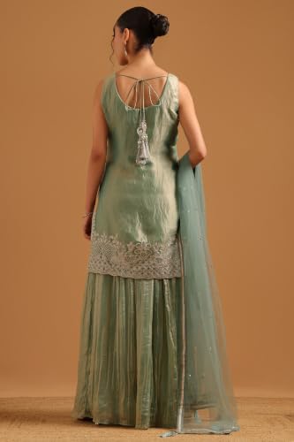 Soch Womens Sap Green Fendi Zari Embroidery Salwar Suit