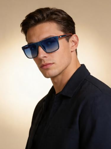 IRUS Men Rectangular sunglasses | 100% UV protection | Medium Size | Blue Gradient Polycarbonate lens