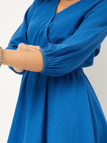 Max Women's Polyester Classic Midi Dress (OR51006B_Dark Blue