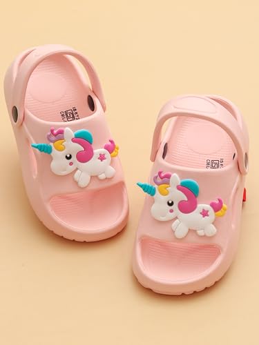 Yellow Bee Cute Unicorn Design Sandals For Girls - Pink,5C,2-2.5 Years