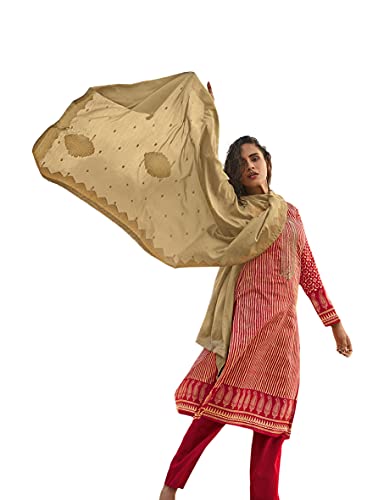 DRAVINAM Trends Women's winter wear digital Printed Pure Woollen Pashmina Salwar Suit Dress Material with Shawl Dupatta (red and beige)