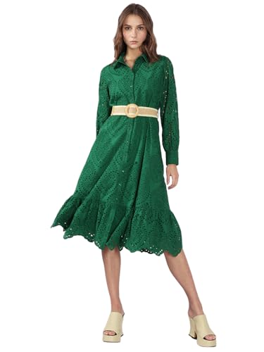 VERO MODA Women's Fit and Flare Green Dress