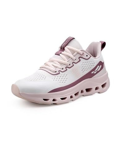 Bacca Bucci Balance Women’s Sports Sneakers | Lightweight Jacquard Running Shoes with Rebound Cushion Sole Pink Mauve UK 4