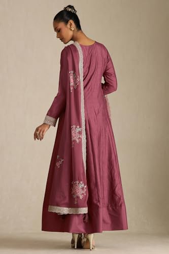 Soch Women's Viscose Blend Floor Length Dress (EWS5CD22100_Onion Pink