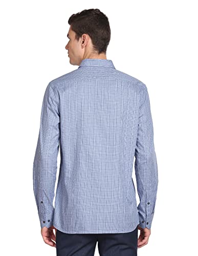 Arrow Men's Checkered Full Sleeve Slim Fit Cutaway Collar Cotton Formal Shirt (ARADOSH1335_Medium Blue_42)