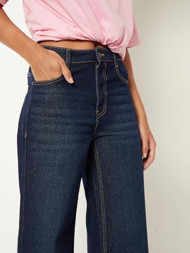 Max Women Whiskered Wide Leg Jeans (Blue_26)