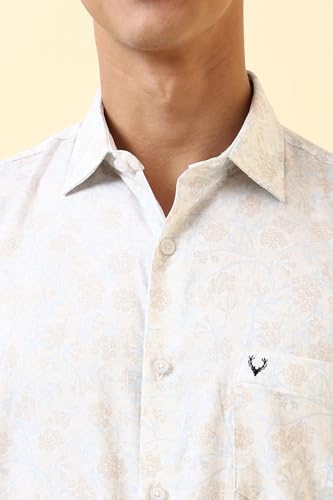 Allen Solly Men Beige Print Full Sleeves Formal Shirt