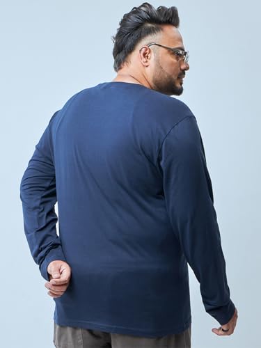 Bewakoof Official Marvel Merchandise Moon Knight Men's Graphic Print Regular Fit Full Sleeve Round Neck Cotton Plus Size T-Shirt_694245_Blue_5XL