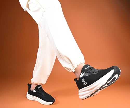LOUIS STITCH Egyptian Black Men’s Lightweight Athleisure Sport Shoes | Ultra Cushioned Sole | Casual Lace-Up Sneaker and Athleisure Wear | Perfect for Casual, Gym & Travel Wear | LS-AT-FS02 | UK-7