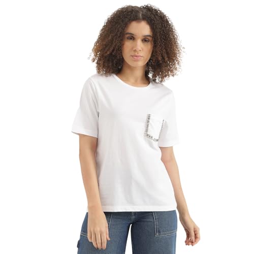 United Colors of Benetton Round Neck Solid Tshirt (Size: L)-25P3099W3F05I101 White