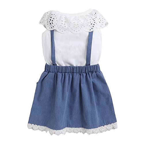 Hopscotch Girls Knee Length Casual Dresses In White Color For Ages 3-4 Years
