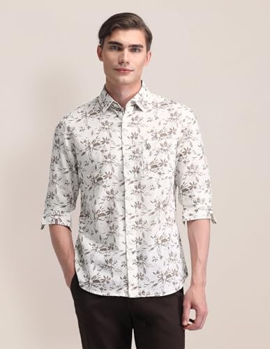 U.S. POLO ASSN. Tailored Fit Printed Shirt (USSHT2232_Beige_42)