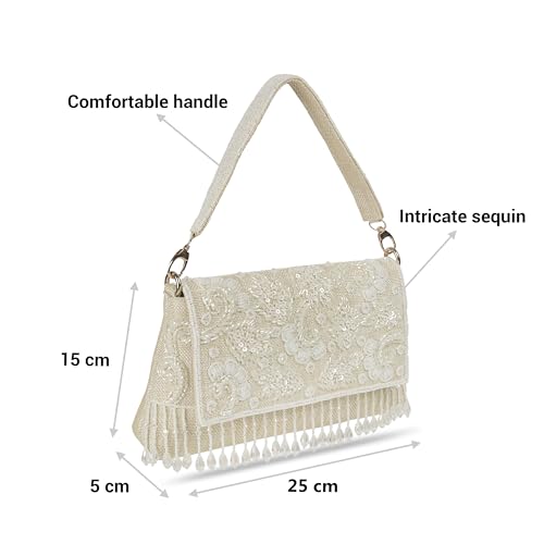 Metro Women's Gold Embellished Flap Clutch(38-163)