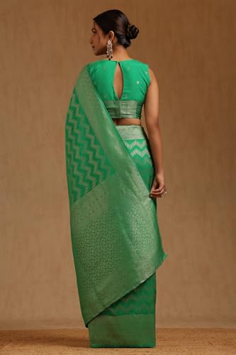 Soch Womens Light Green Georgette Zari Woven Saree