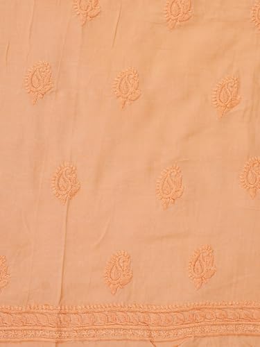 Ada Hand Embroidered Lucknowi Chikankari Unstitched Modal Dress Material Suit Piece with Dupatta for Women 01A368088 Peach