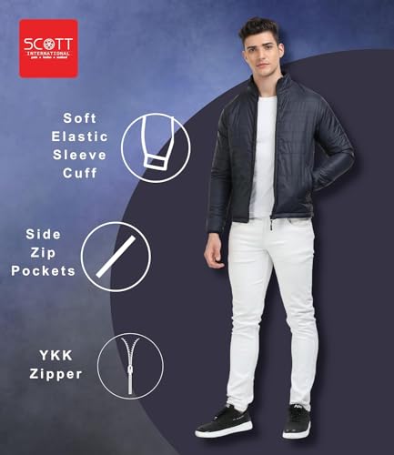 Scott International Men's Padded Quilted Winter Jacket | Puffer Jacket | Padded Nylon Fabric | Full Sleeves | Front Zip Closure | Lightweight Casual Jacket | Travel & Outdoor Winter Wear