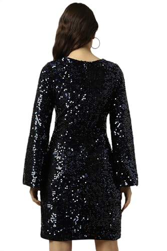 Allen Solly Women's Polyester Modern Mini Dress (AHDRERGFX18155_Black