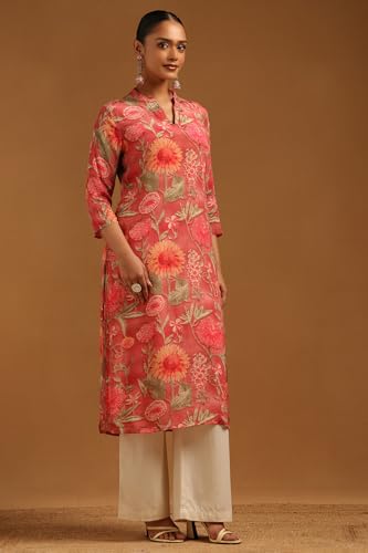 Soch Womens Blush Pink Muslin Floral Kurta