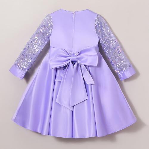 Hopscotch Girls Purple Full Sleeves Sequinned Floral Party Dress for Age (3-4 Years)