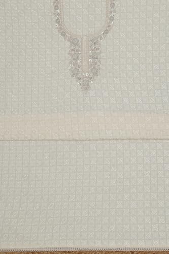 Soch Womens Cream Rayon Embroidered Unstitched Dress Material With Cutdana