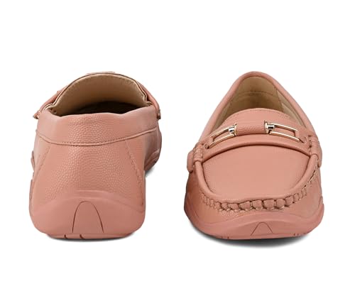 LOUIS STITCH Women’s Premium Pink Slip-On Loafers | Elegant Solid Slip-On Comfort Shoes for Casual and Formal Wear | Slip-On Loafer Shoes for Women | LSLD-BLR-HS03-PK | UK-4