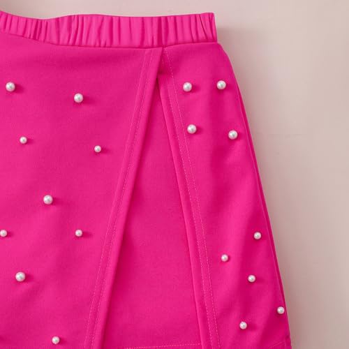 Hopscotch Girls Short Sleeves Pink 2-Pc Ruffle Ribbed Blouse & Skorts (3-4 Years)