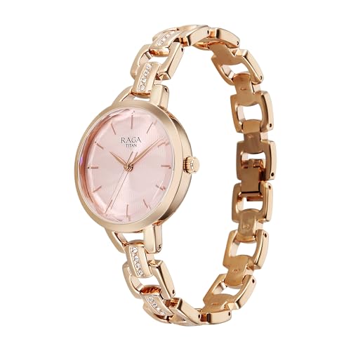 Titan Analog Rose Gold Dial Women's Watch-95352WM01
