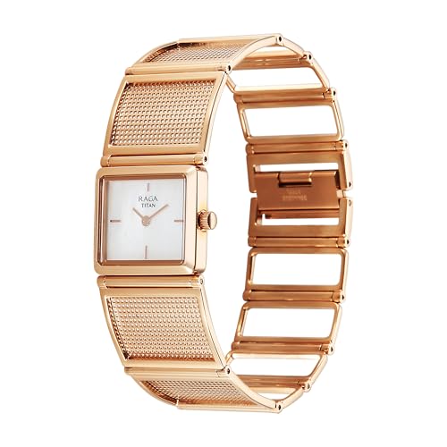 Titan Raga Ethereal Quartz White Rectangular Dial Women's Watch | Stainless Steel Strap Material | Watches for Man Analog - 95300WM01