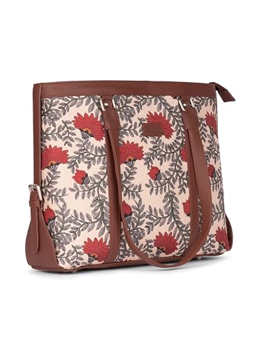 ZOUK Nawabi Couture Handmade Vegan Leather Women's Office Bag for 15.6 inch Laptop with double handles - WavBeach