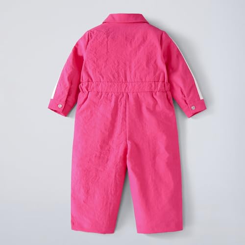 Hopscotch Girls Full Sleeves Pink Numeric Collared Jumpsuit For Ages (3-6 Months)