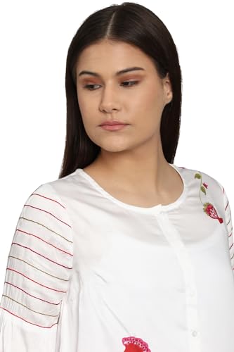 Allen Solly Women White Embroidered Long Sleeves Tunic