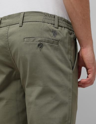 U.S.Polo Association Men's Slim Fit Mid Rise Trousers (USTRO045D_Olive_32)