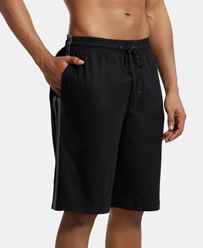 Jockey Men's Cotton Shorts (9426-0103-BLACK Black L)