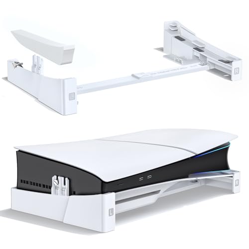 Kosker PS5 Stand Horizontal for PS5/ Slim/Pro Disc & Digital Console, Scalable Design for PlayStation 5 Slim Horizontal Stand with Fixed Screw, Stable PS 5 Base Holder for PlayStation 5 Console