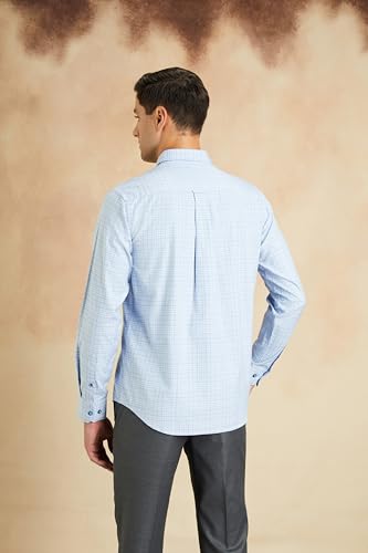 Symbol Premium Men's Stylish Checkered Buttondown Casual Shirt - Regular Fit | Plain | Full Sleeve | Cotton Semi Formal Wear (Available in Plus Size) (Sky Blue_Large)