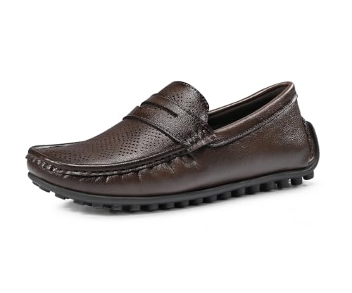 LOUIS STITCH Men’s Brunette Brown Formal Slip-On Loafer Shoes | Soft Touch & Lightweight | LSVSFL-01 |UK-10