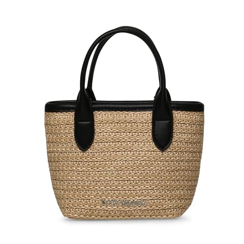 Steve Madden Women's Steve Madden Boww Mini Straw Top Handle W/Bow, Black Multi, One Size