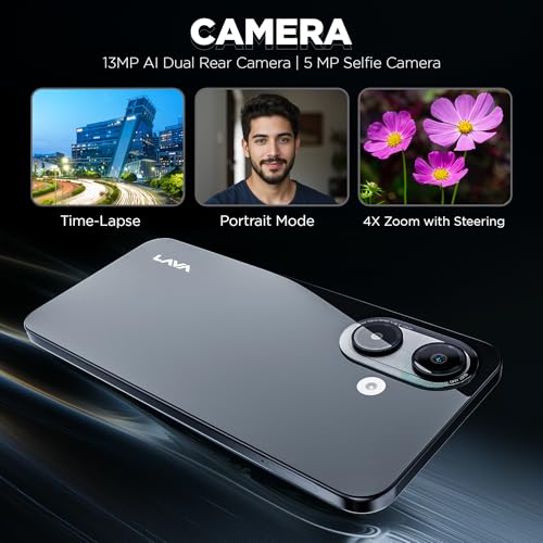 Lava Bold N1 (Sparkling Ivory, 4 GB RAM, 64 GB Storage)| 6.75" (90 Hz) HD+ Display | 13MP AI Dual Rear Camera | 5000 mAh Battery | Secure Face Unlock | Fingerprint Reader | Charger & Phone-Case in Box