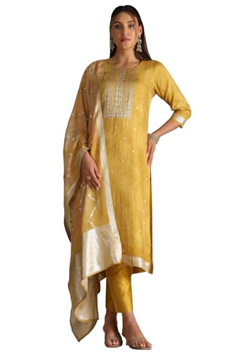 Soch Women's Organza Salwar Suit Set (EWA5CD22245_Mustard
