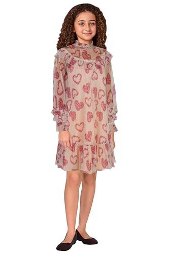 Allen Solly Girl's Cotton Modern Knee-Length Dress (AGDRORGFS76762_Peach