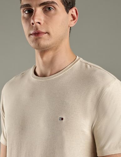 Tommy Hilfiger Solid Slim-Fit Cotton T-Shirt Beige