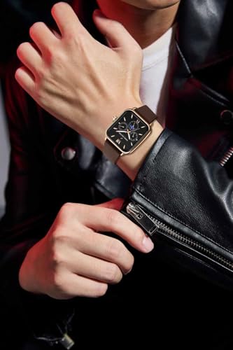 Daniel Hechter Paris Montmartre Unisex Multifunction Square Watch – Black Dial with Day-Date & 24-Hour Subdials, Moonphase Display, Sustainable Silicone Strap
