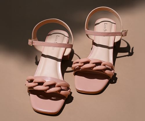 LOUIS STITCH Women’s Pink Block Heel Sandals | Comfortable Sandal for Ladies | LSOF-FI10-BHBS | UK-8