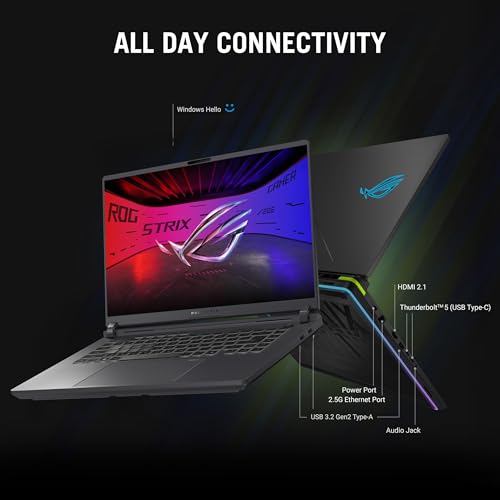 ASUS ROG Strix G16,Intel Core Ultra 9 275HX Gaming Laptop(RTX 5070 Ti -12GB/140W TGP/32GB/1TB/2.5K QHD+/16"/240Hz/Windows 11/M365 Basic (1Year)*/Office Home 2024/Eclipse Gray/2.65 Kg) G615LR-S5190WS