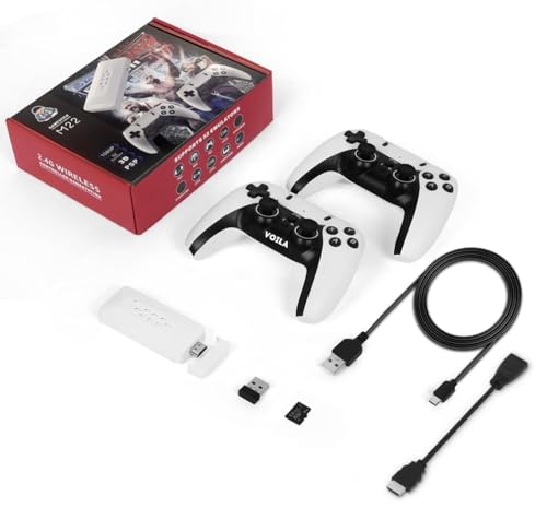 VOILA M22 v2.5 Retro Gaming Console 64GB – Plug & Play HDMI TV Stick with 30,000+ Classic Video Games, Dual Wireless Controllers, 1080P HD Output – Compatible with TV & Monitor – CE, ROHS & BIS Certified