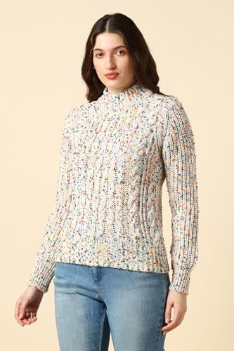 Women Multi Colour Textured Round Neck Casual Sweater