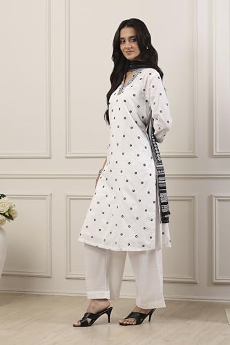 Biba Women Black Cotton Straight Suit Set_36