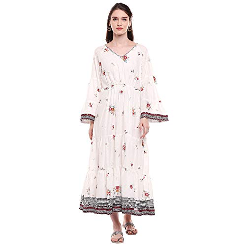 BIBA Women Printed Mix and Match Ankle Length(Dresses1074_Off White_36)
