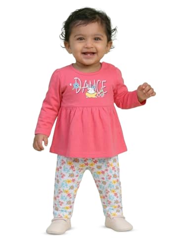 MI Kidz Pure Cotton Full Sleeves Frock and Pant Set for Baby Girls